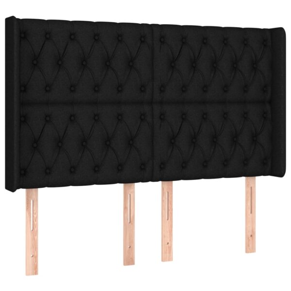 Cabeceira de cama c/ luzes LED tecido 147x16x118/128 cm preto - Image 2