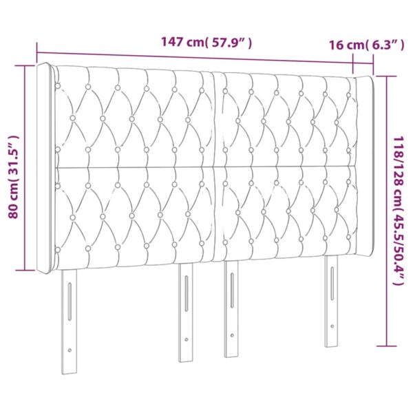 Cabeceira de cama c/ luzes LED tecido 147x16x118/128 cm preto - Image 5