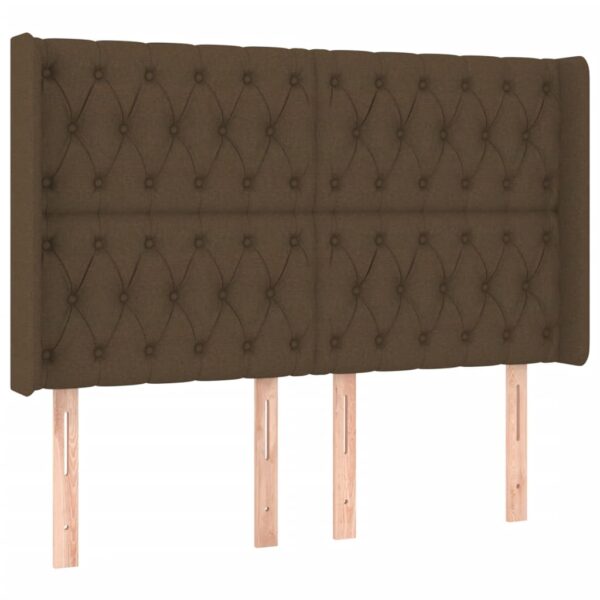 Cabeceira de cama c/ luzes LED tecido 147x16x118/128cm castanho - Image 2