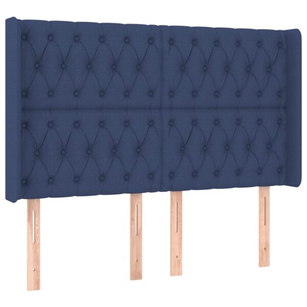 Cabeceira de cama c/ luzes LED tecido 147x16x118/128 cm azul - Image 2