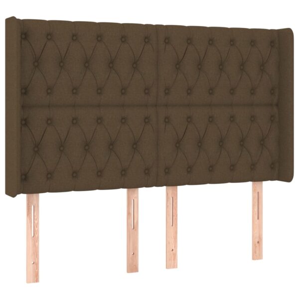 Cabeceira de cama c/ luzes LED tecido 163x16x118/128cm castanho - Image 2