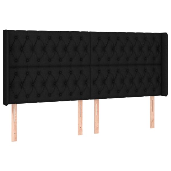 Cabeceira de cama c/ luzes LED tecido 183x16x118/128 cm preto - Image 2