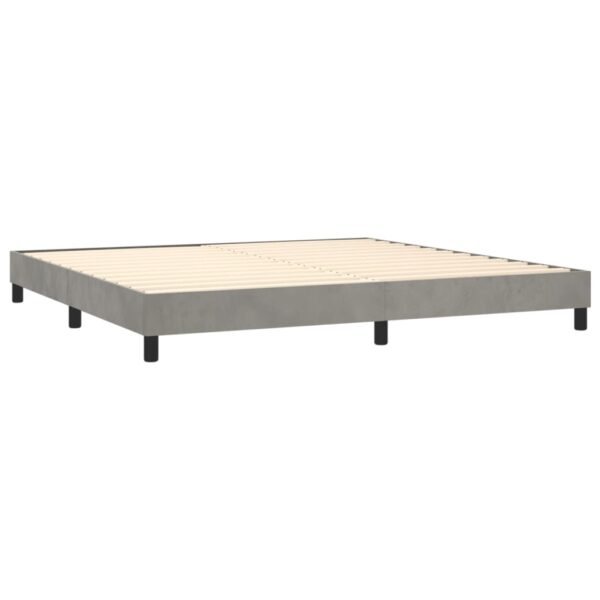 Cama com molas/colchão 200x200 cm veludo cinzento-claro - Image 3