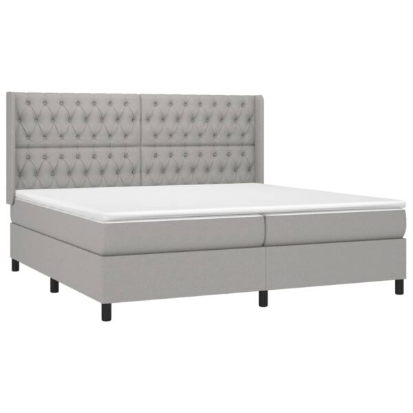Cama com molas/colchão 200x200 cm tecido cinza-claro - Image 2