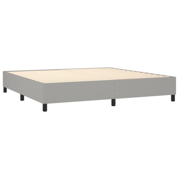 Cama com molas/colchão 200x200 cm tecido cinza-claro - Image 3