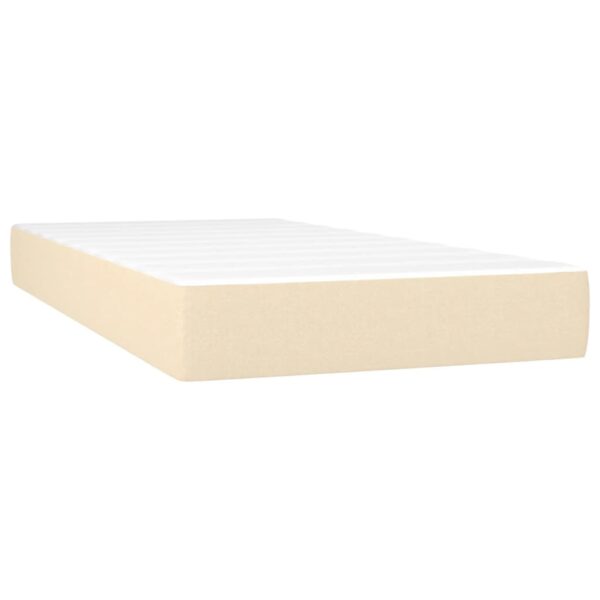 Cama box spring c/ colchão e LED 200x200 cm tecido cor creme - Image 5