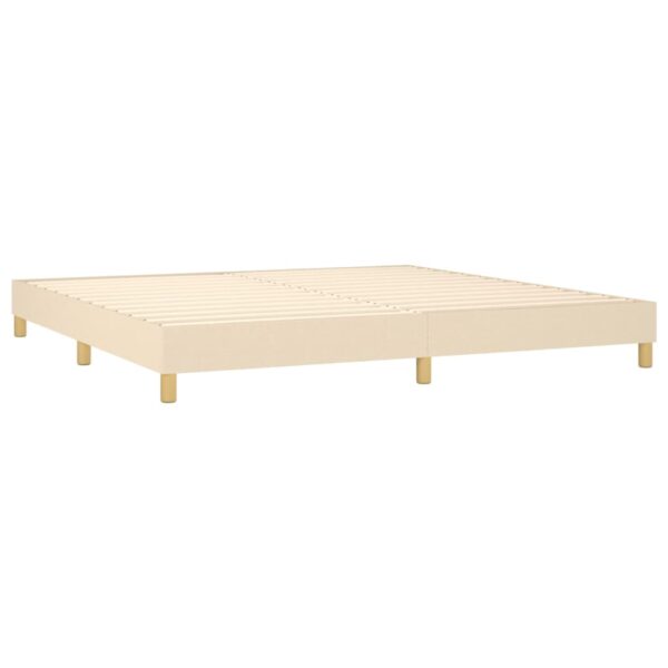 Cama box spring c/ colchão e LED 200x200 cm tecido cor creme - Image 4
