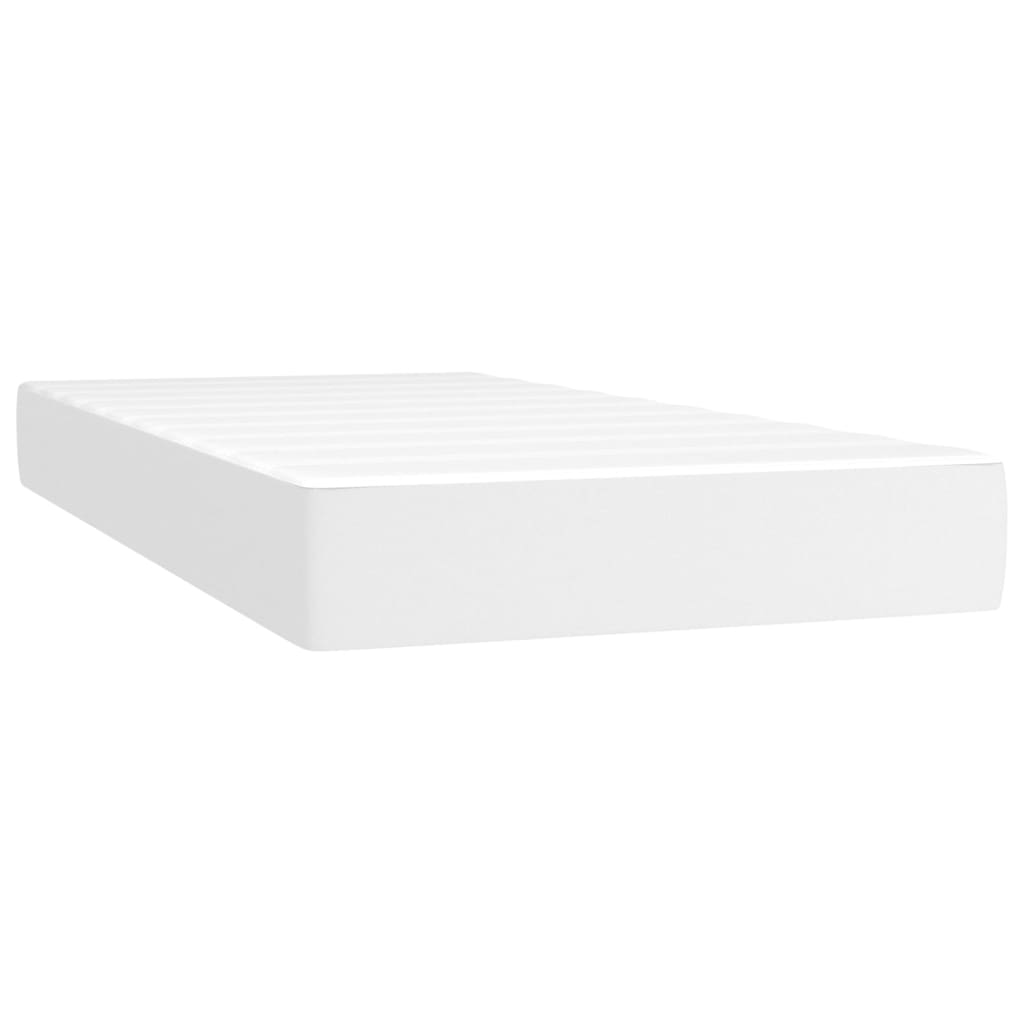Cama box spring c/colchão/LED 200x200cm couro artificial branco - Image 5