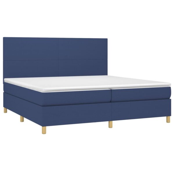 Cama box spring c/ colchão e LED 200x200 cm tecido azul - Image 2