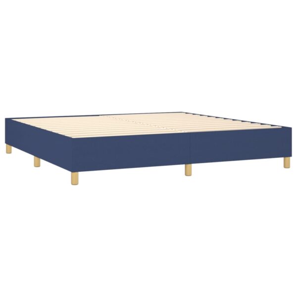 Cama box spring c/ colchão e LED 200x200 cm tecido azul - Image 4