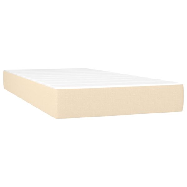 Cama box spring c/ colchão e LED 90x190 cm tecido cor creme - Image 5