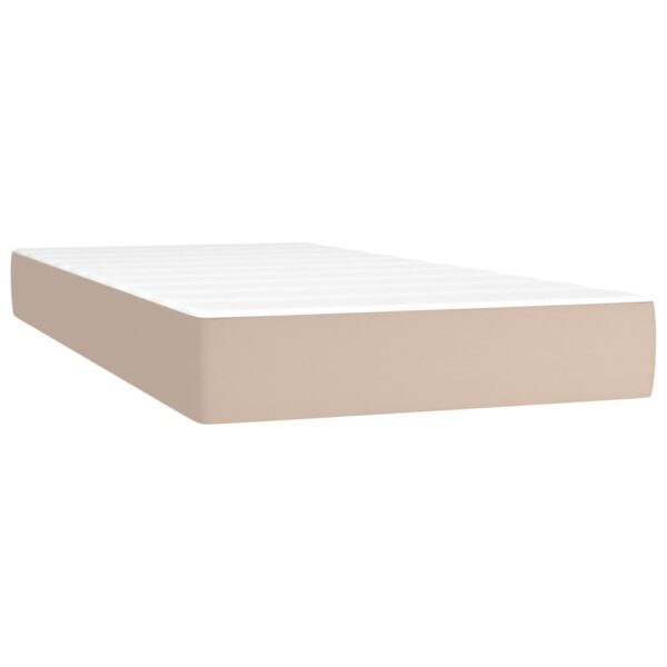 Cama box spring c/colchão/LED 200x200cm couro artif. cappuccino - Image 5