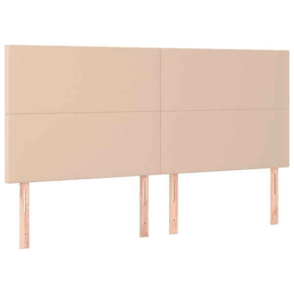Cama box spring c/colchão/LED 200x200cm couro artif. cappuccino - Image 6