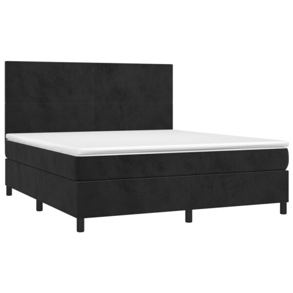 Cama box spring c/ colchão/LED 180x200 cm veludo preto - Image 2