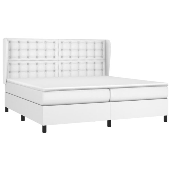 Cama com molas/colchão 200x200 cm couro artificial branco - Image 2