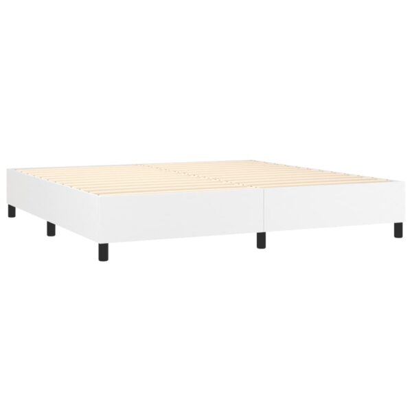Cama com molas/colchão 200x200 cm couro artificial branco - Image 3