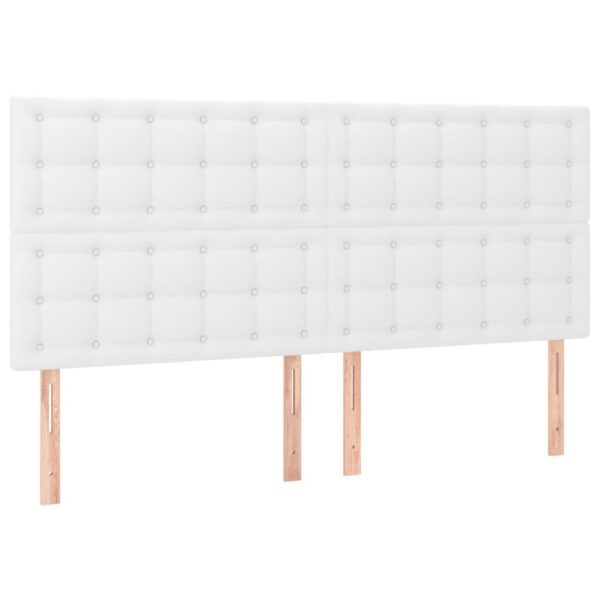 Cama com molas/colchão 200x200 cm couro artificial branco - Image 5