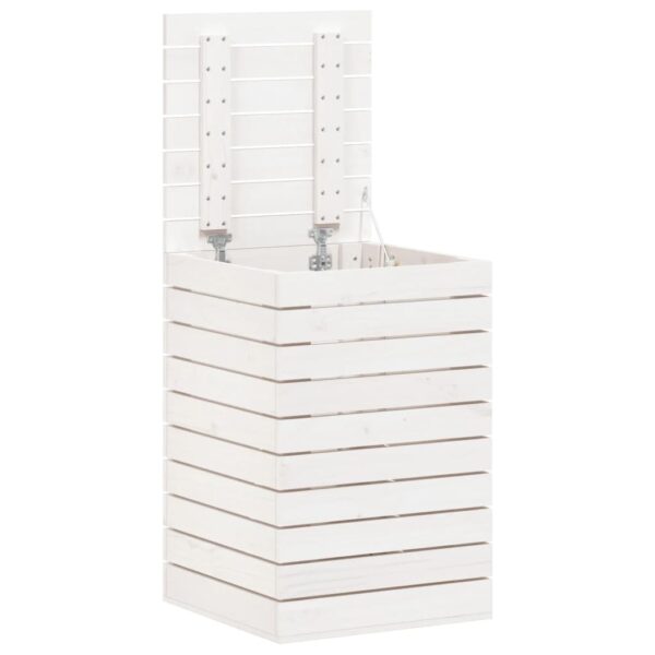 Cesto de roupa suja 44x44x66 cm madeira de pinho maciça branco - Image 3