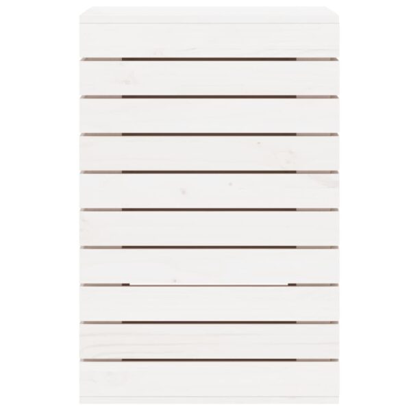 Cesto de roupa suja 44x44x66 cm madeira de pinho maciça branco - Image 4