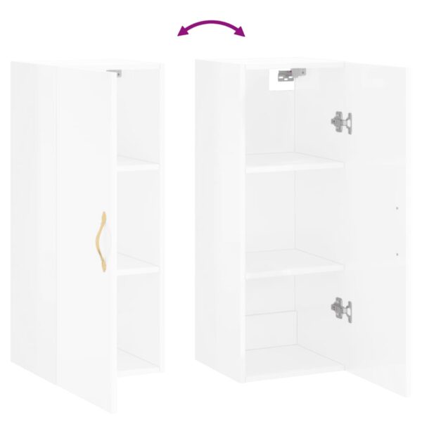 Armário de parede 34,5x34x90 cm branco brilhante - Image 9