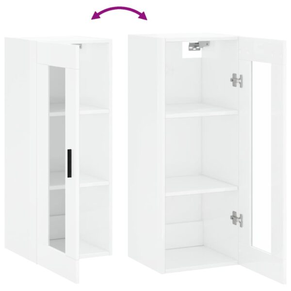 Armário de parede 34,5x34x90 cm branco brilhante - Image 9