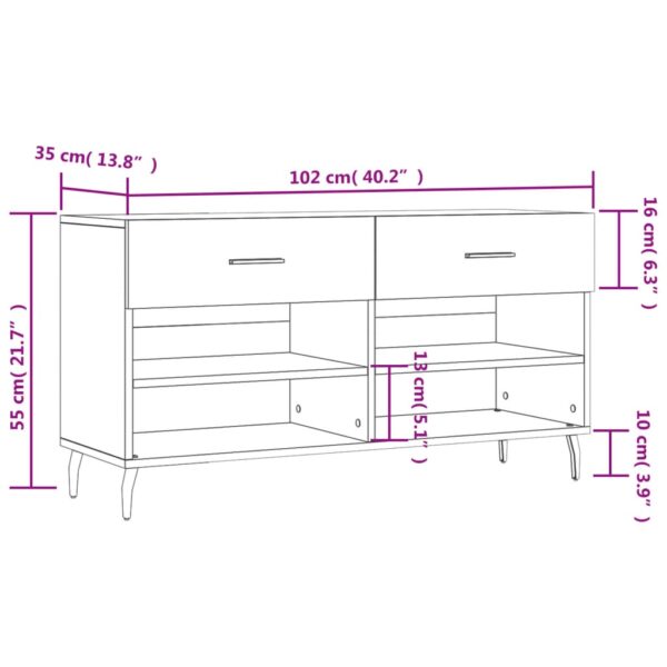 Banco sapateira 102x35x55 cm derivados madeira cinzento sonoma - Image 11