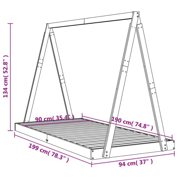 Estrutura de cama infantil 90x190 cm madeira de pinho maciça - Image 8
