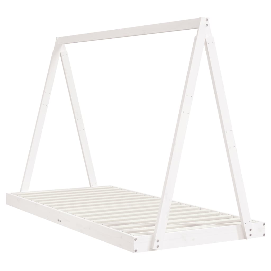 Estrutura de cama infantil 90x200 cm pinho maciço branco - Image 2