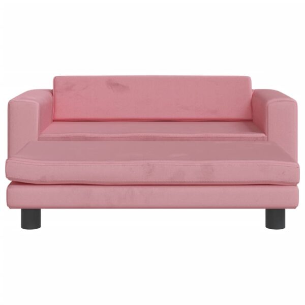 Sofá infantil com apoio de pés 100x50x30 cm veludo rosa - Image 2