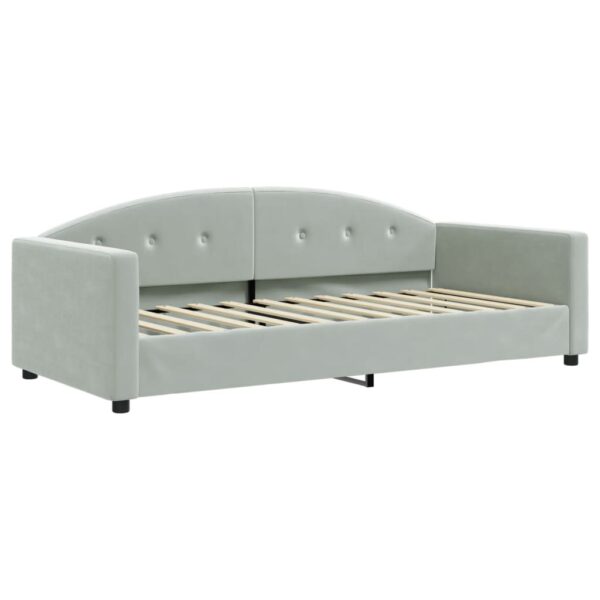 Sofá-cama com colchão 90x200 cm veludo cinzento-claro - Image 2