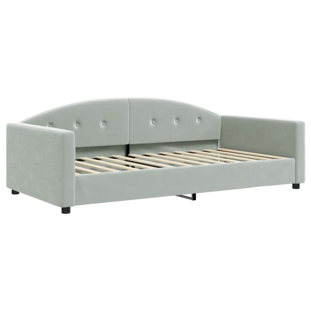 Sofá-cama c/ gavetão e colchões 100x200cm veludo cinzento-claro - Image 3