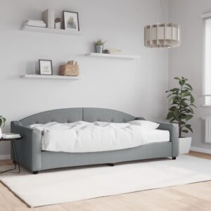 Sofá-cama com colchão 90x200 cm tecido cinzento-claro
