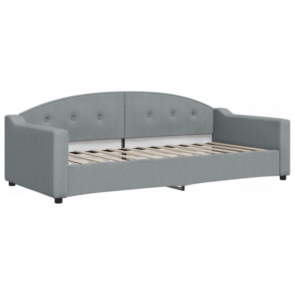 Sofá-cama c/ gavetão e colchões 90x200 cm tecido cinzento-claro - Image 3