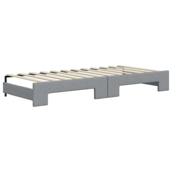 Sofá-cama c/ gavetão e colchões 90x200 cm tecido cinzento-claro - Image 4