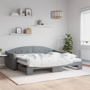 Sofá-cama c/ gavetão e colchões 90x200 cm tecido cinzento-claro