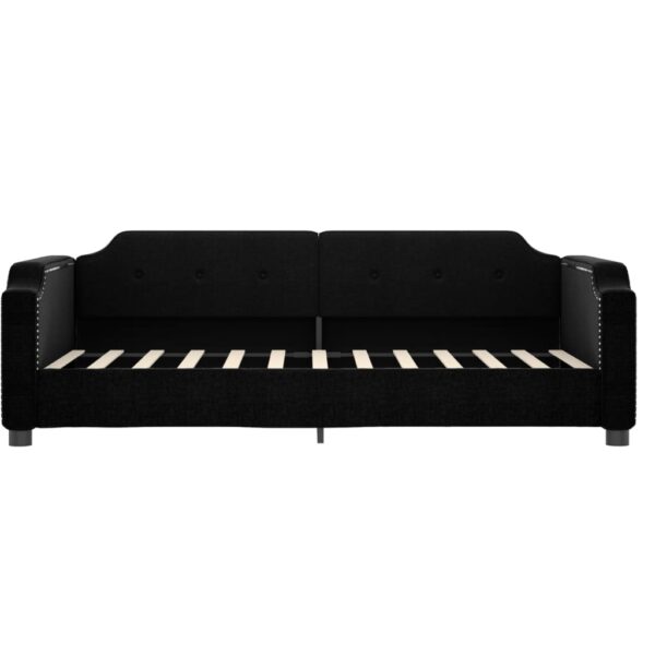 Sofá-cama com colchão 90x200 cm tecido preto - Image 3