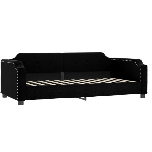 Sofá-cama com gavetão e colchões 90x200 cm tecido preto - Image 3