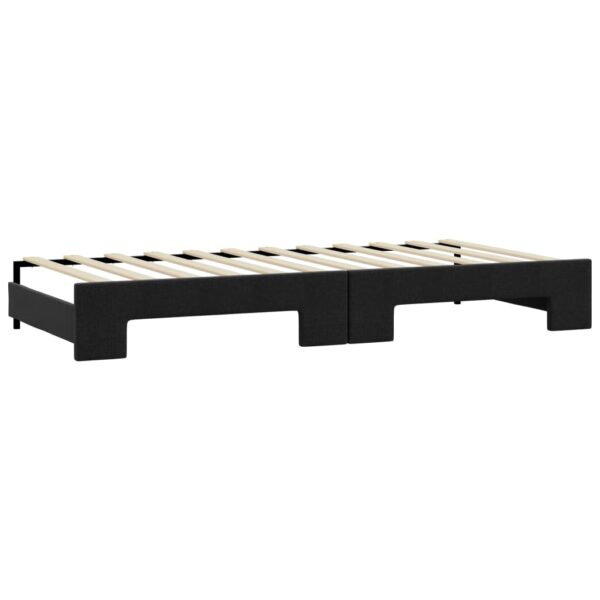 Sofá-cama com gavetão e colchões 90x200 cm tecido preto - Image 4