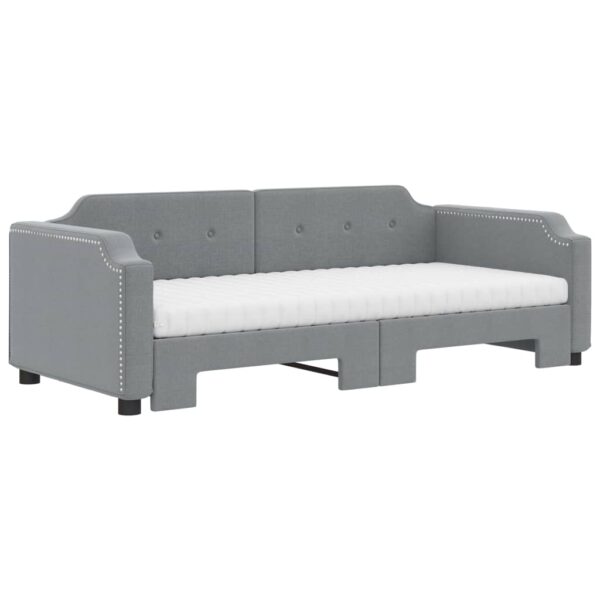 Sofá-cama c/ gavetão e colchões 100x200cm tecido cinzento-claro - Image 2