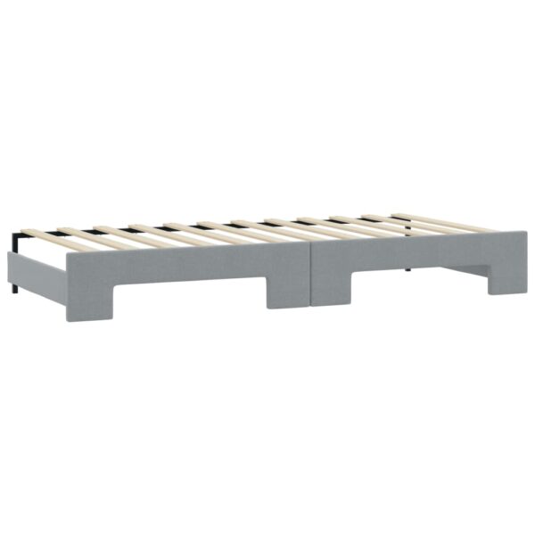 Sofá-cama c/ gavetão e colchões 100x200cm tecido cinzento-claro - Image 4