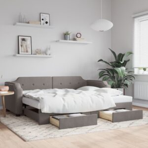 Sofá-cama c/ gavetão/gavetas 100x200cm tecido cinza-acastanhado