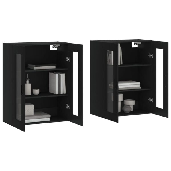 Móveis de parede 2 pcs derivados de madeira preto - Image 2