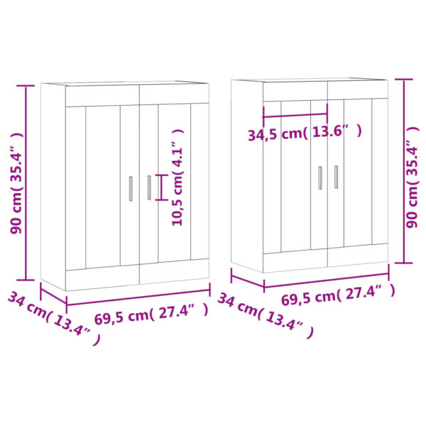 Móveis de parede 2 pcs derivados de madeira preto - Image 11