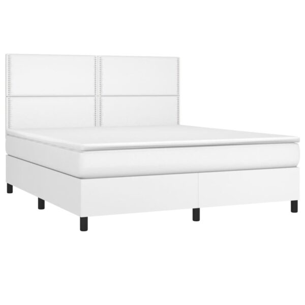 Cama com molas/colchão 180x200 cm couro artificial branco - Image 2