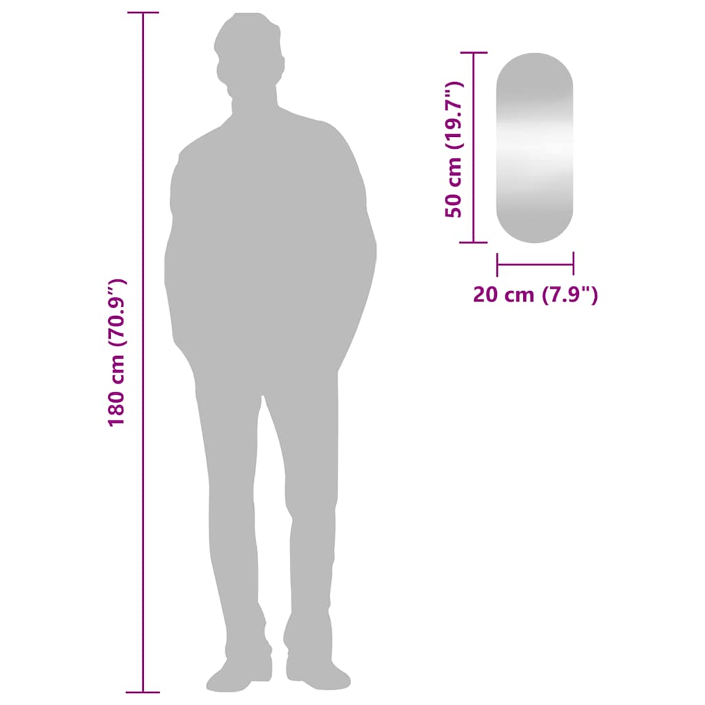 Espelho de parede oval 20x50 cm vidro - Image 6