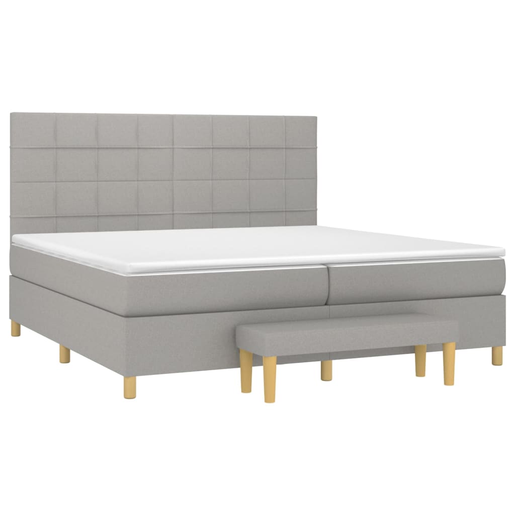 Cama com molas/colchão 200x200 cm tecido cinza-claro - Image 2