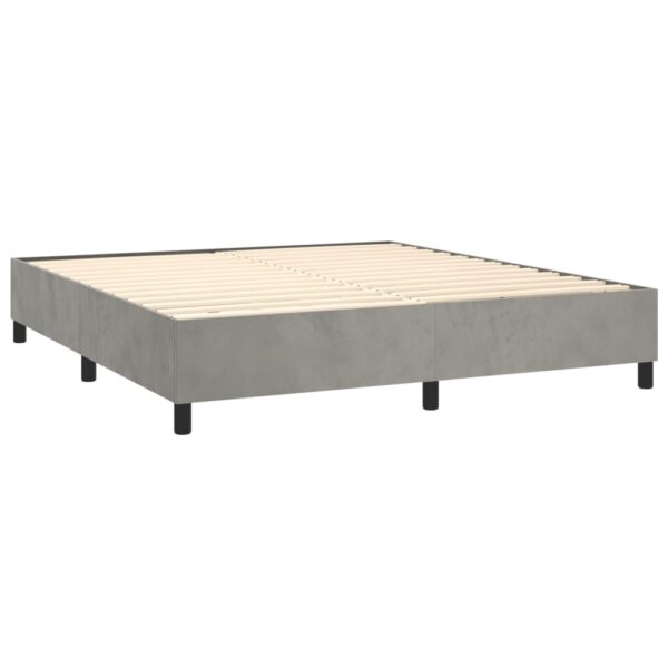 Cama com molas/colchão 200x200 cm veludo cinzento-claro - Image 3
