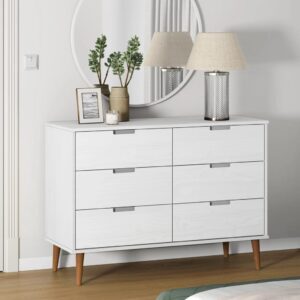 Armário de gavetas MOLDE 113x40x80 cm pinho maciço branco