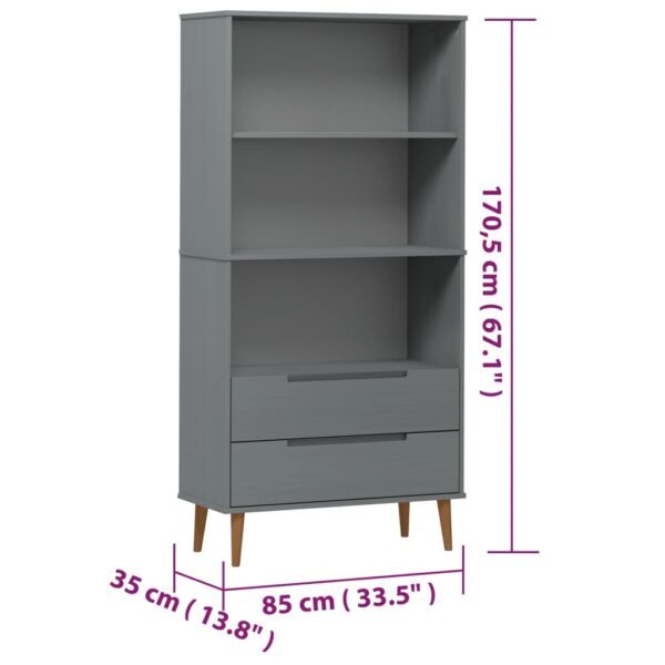 Estante MOLDE 85x35x170,5 cm pinho maciço cinzento - Image 7