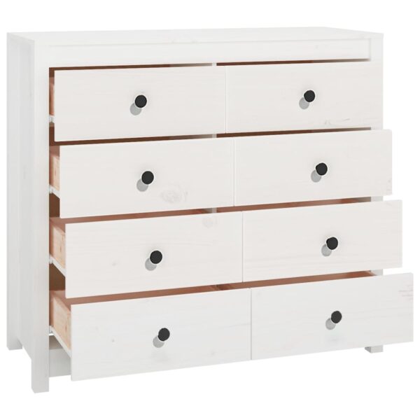 Armário de apoio 100x40x90 cm pinho maciço branco - Image 2
